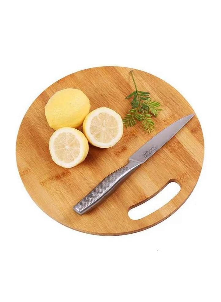 ECVV Round Bamboo Cutting Board, Chopping Board Kitchen, Home and Everyday use, Natural Bamboo | 34 x 34 cm | - Image 1