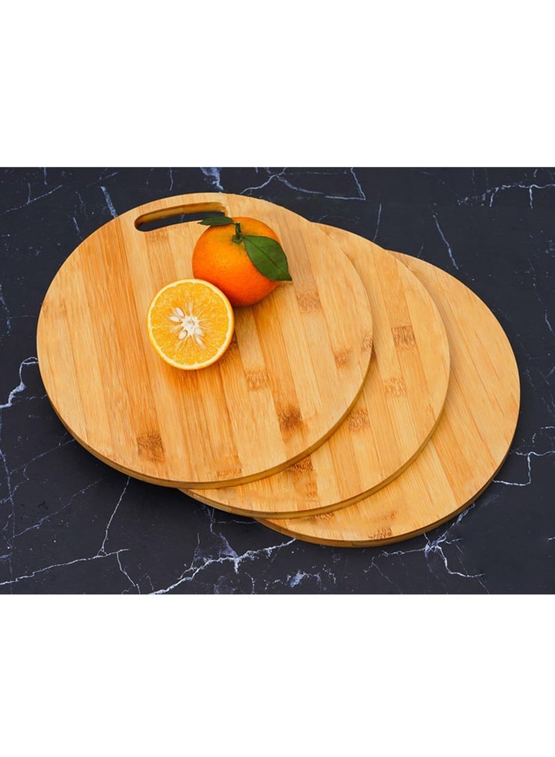 ECVV Round Bamboo Cutting Board, Chopping Board Kitchen, Home and Everyday use, Natural Bamboo | 34 x 34 cm | - Image 3
