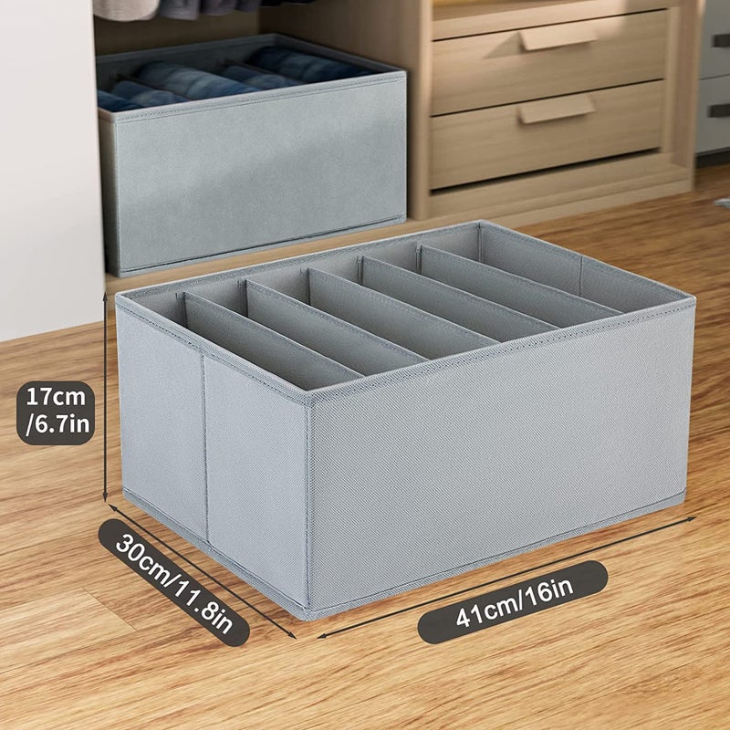 4 Pieces Wardrobe Organizer For Clothes Storage Organizer Cupboard Closet Drawer Organizers for Jeans Pants Tshirt Sweater Kids 4 Pcs Grey  - Image 2