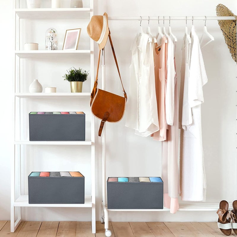 4 Pieces Wardrobe Organizer For Clothes Storage Organizer Cupboard Closet Drawer Organizers for Jeans Pants Tshirt Sweater Kids 4 Pcs Grey  - Image 5