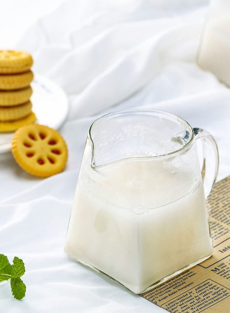Excefore إبريق زجاجي صغير، إبريق كريمة زجاجي على شكل أنيق، إبريق شاي زجاجي، إبريق كريمة حليب القهوة، إبريق رغوة الحليب الإبداعي، كوب رغوة الحليب، إبريق كريمة، قطعتان  - Image 5