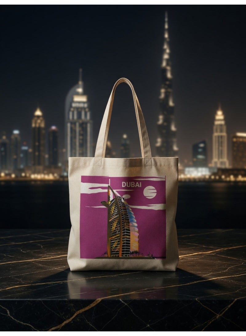 Dubai Skyline Art Tote Bag – Modern Cityscape Canvas Handbag