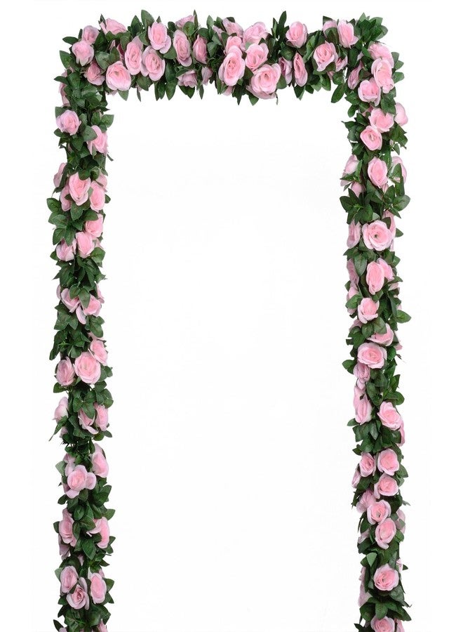 SLanC 5Pcs(41FT) Flower Garland Artificial Rose Vine Garland Artificial Flowers for Wedding Party Arch Garden Floral Garlands Decor (Pink and Greenery) - Image 1