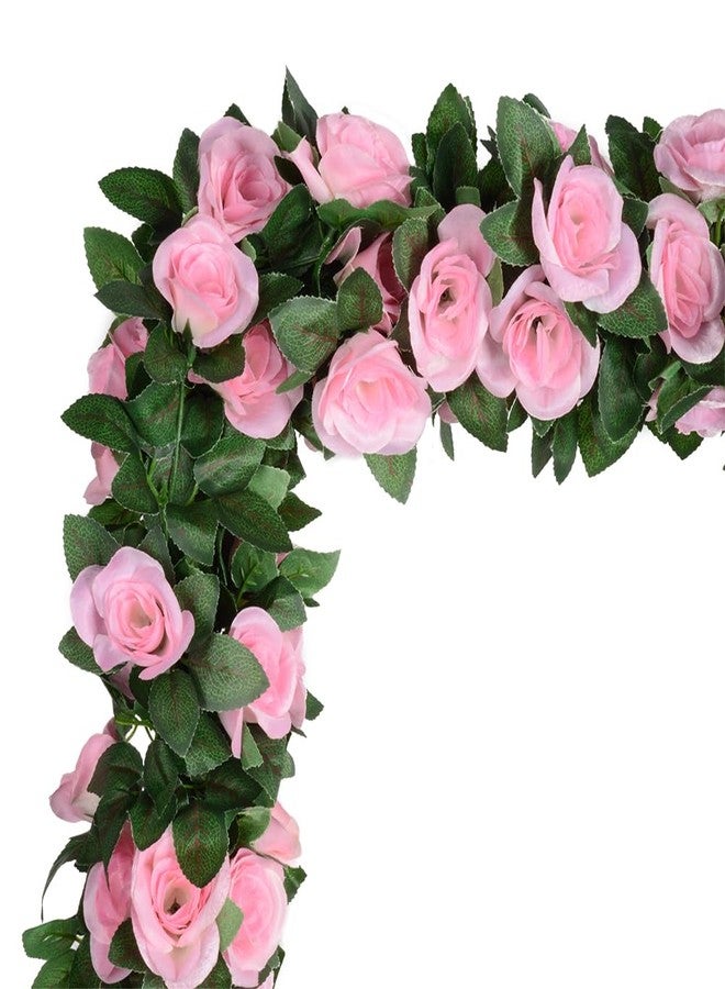 SLanC 5Pcs(41FT) Flower Garland Artificial Rose Vine Garland Artificial Flowers for Wedding Party Arch Garden Floral Garlands Decor (Pink and Greenery) - Image 4