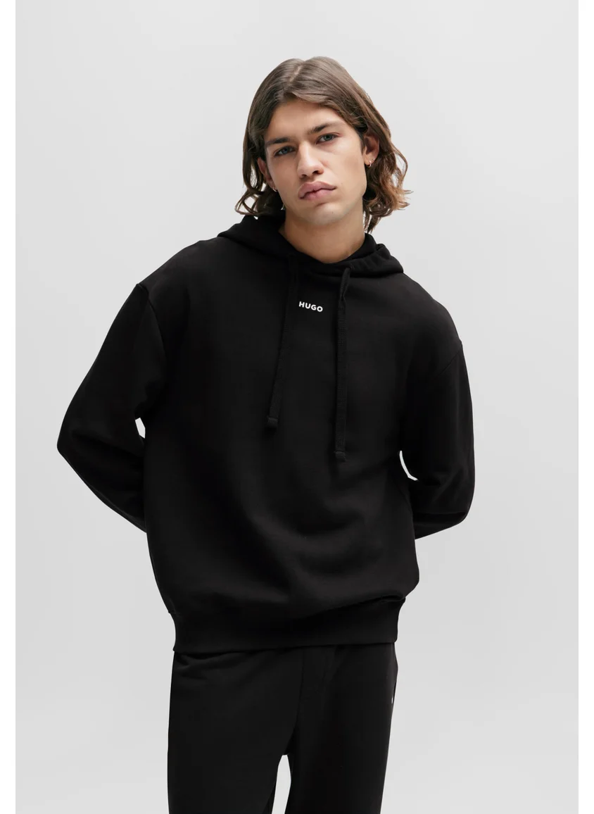 HUGO Cotton-terry relaxed-fit hoodie with logo print