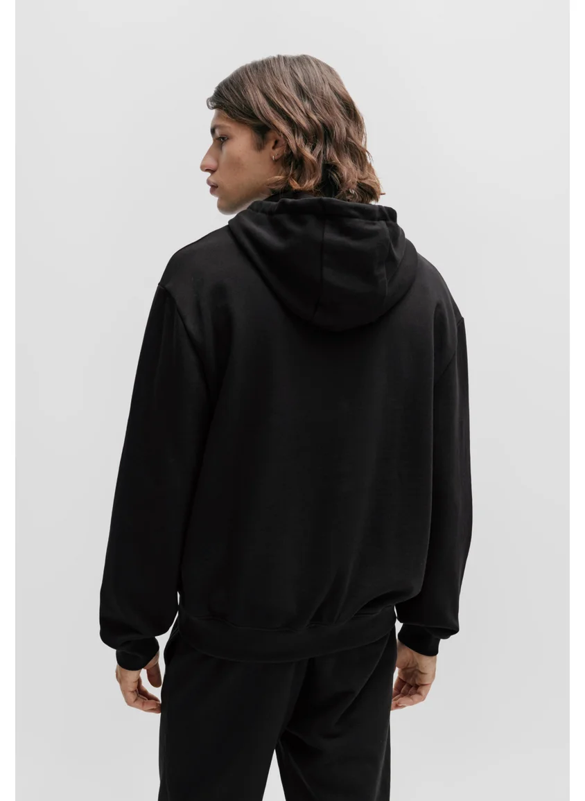 HUGO Cotton-terry relaxed-fit hoodie with logo print