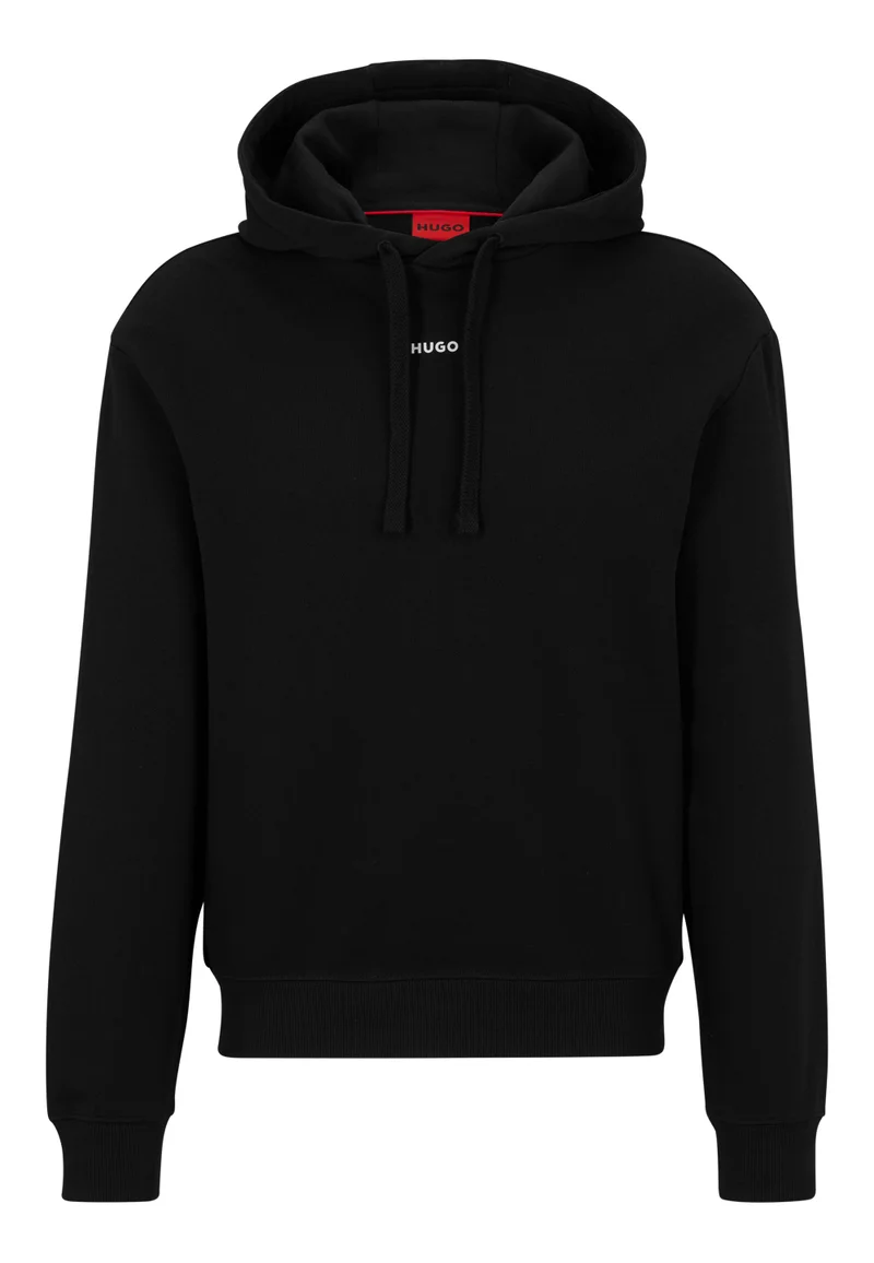 HUGO Cotton-terry relaxed-fit hoodie with logo print