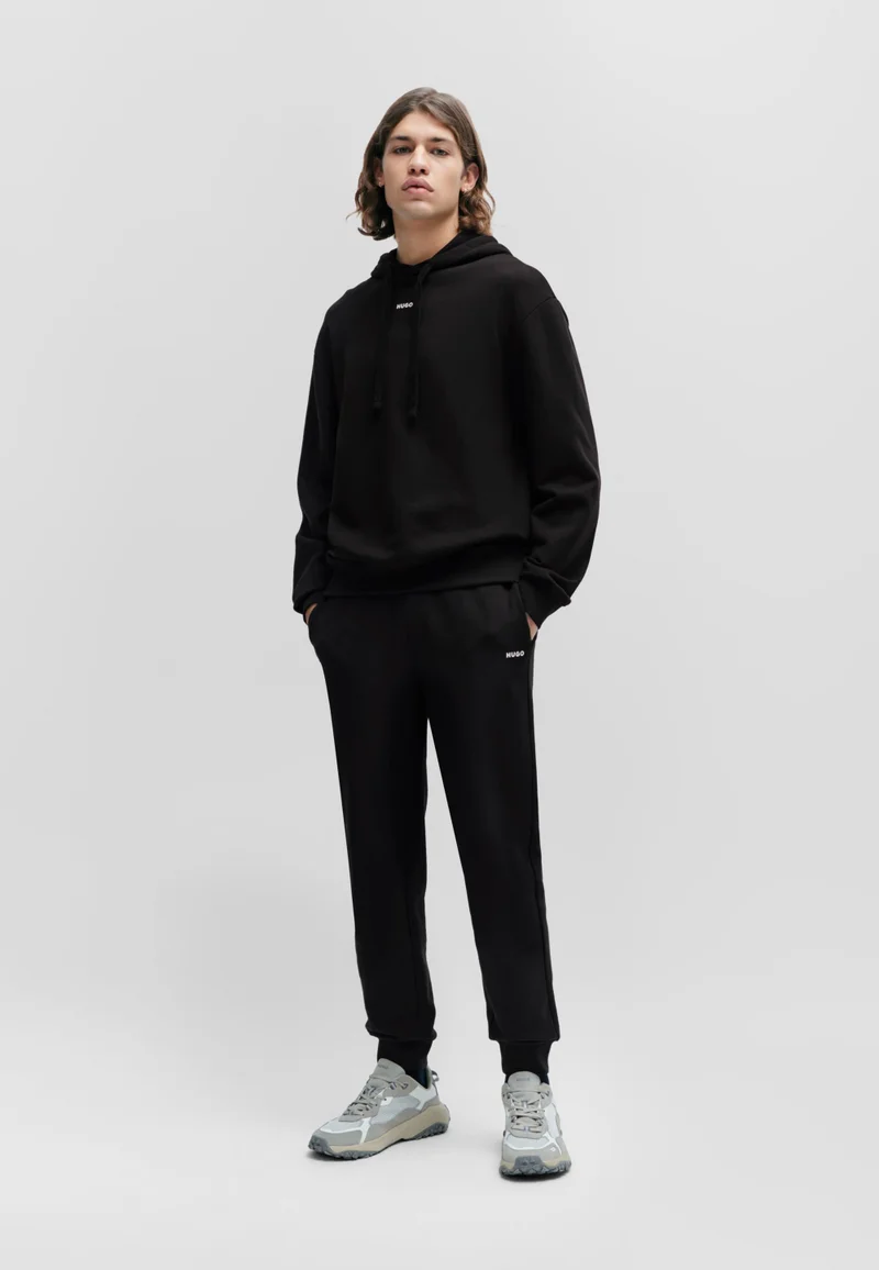 HUGO Cotton-terry relaxed-fit hoodie with logo print