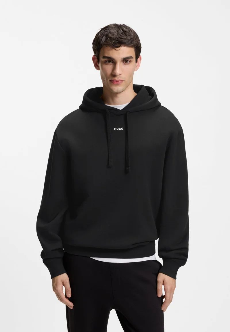 هوجو هودي قطن تيري بقصة مريحة وطبعة شعار