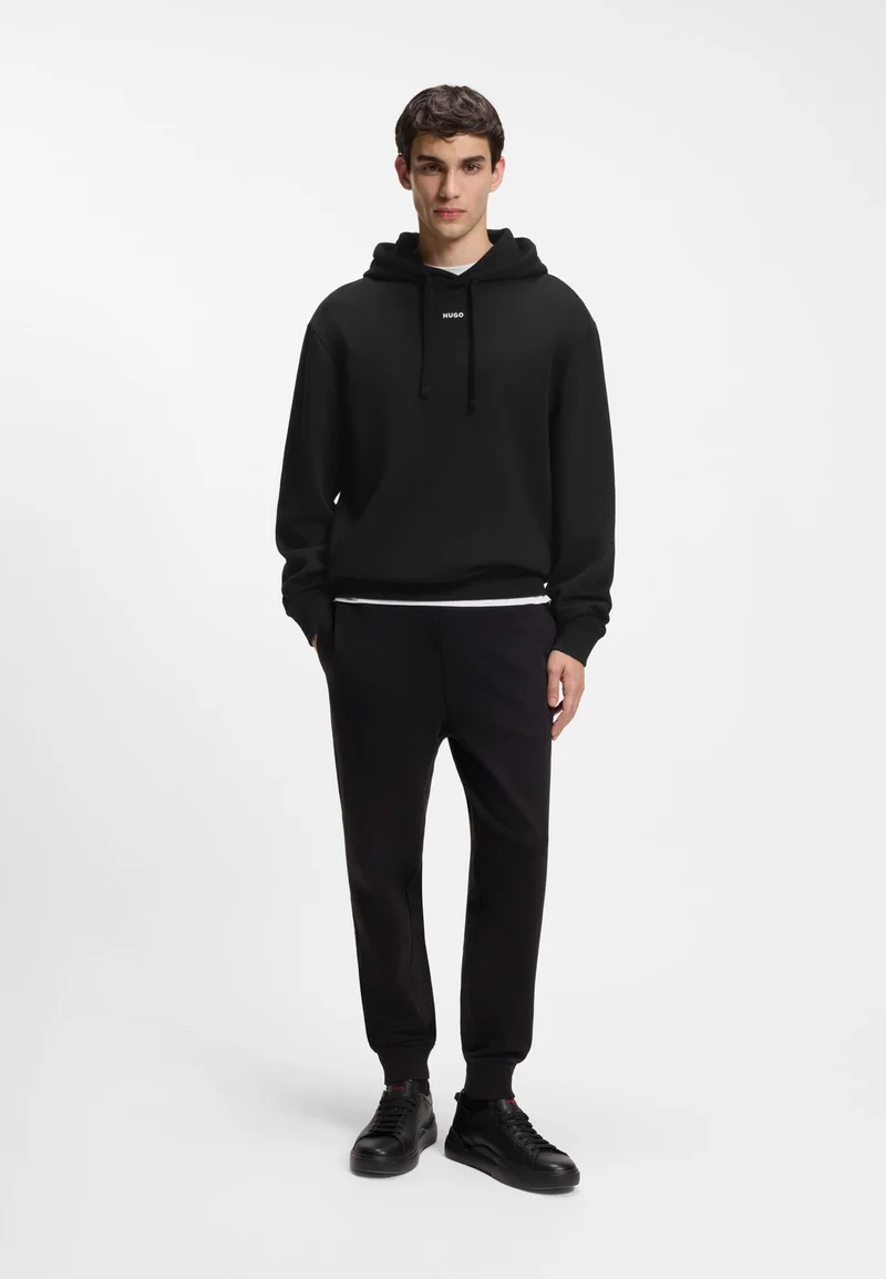 HUGO Black Cotton-terry hoodie with logo print for Men | Best Price UAE