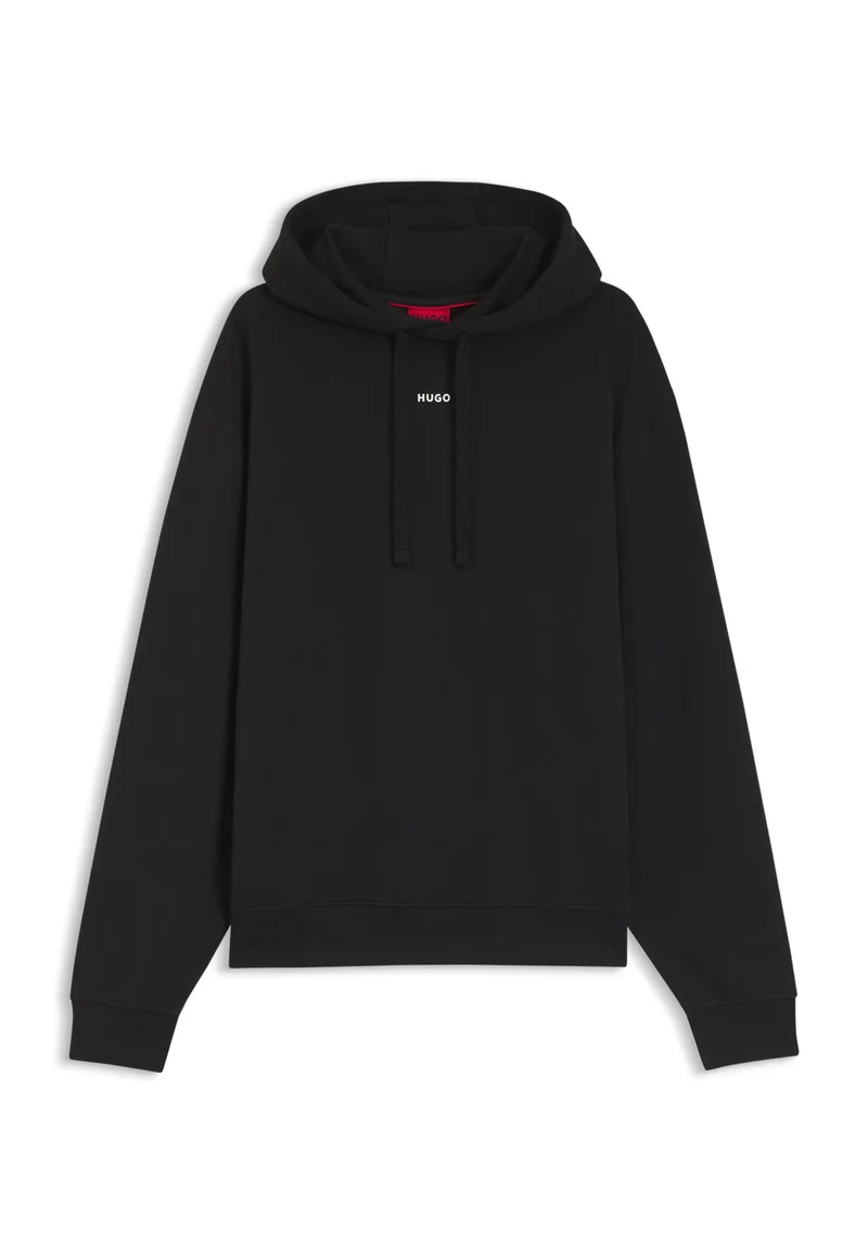 HUGO Black Cotton-terry hoodie with logo print for Men | Best Price UAE