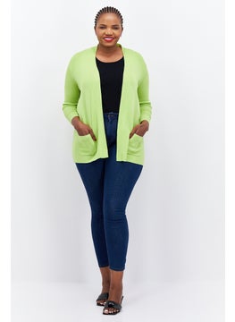 Jones New York Women Plus Size Split Neck Textured Cardigan, Green  - Image 4