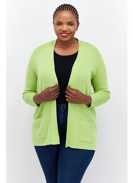 Jones New York Women Plus Size Split Neck Textured Cardigan, Green  - Image 1