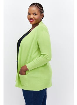 Jones New York Women Plus Size Split Neck Textured Cardigan, Green  - Image 2