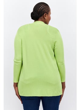 Jones New York Women Plus Size Split Neck Textured Cardigan, Green  - Image 3
