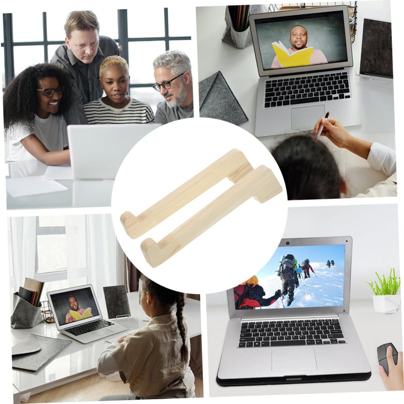 Adjustable Height Bamboo Laptop Stand Portable Computer Riser for Home Office Desk - Image 4
