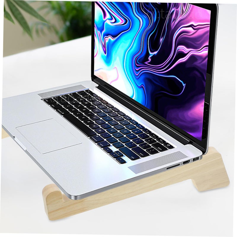 Adjustable Height Bamboo Laptop Stand Portable Computer Riser for Home Office Desk - Image 3