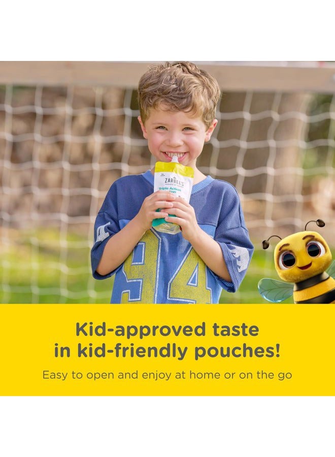 Zarbee's Triple Action Hydration Electrolyte Drink for Kids, Low Sugar with Prebiotics & Zinc, Mild to Moderate Dehydration, Strawberry Lemonade & Lemon Lime, 12 x 5 fl oz Pouches - Image 4