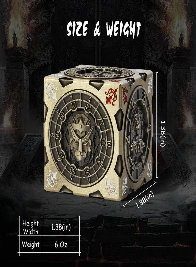 DNDND Brass 7-in-1 Spinner Dice Cube for DND - Premium Metal D&D Dice Set with Gift Box for Dungeons and Dragons, Ideal Collector's Gift for Dungeon Masters (Brass) - Image 3