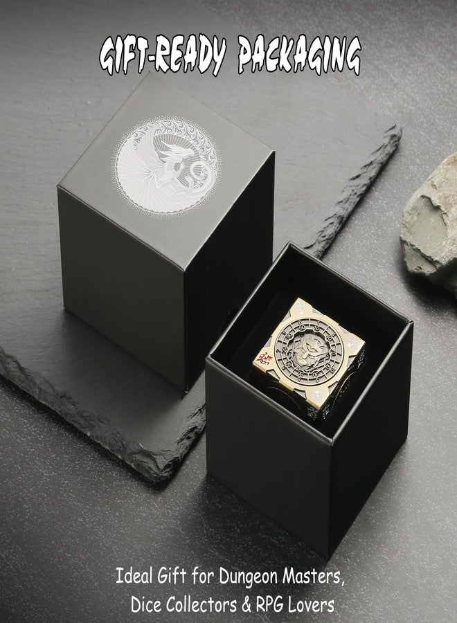 DNDND Brass 7-in-1 Spinner Dice Cube for DND - Premium Metal D&D Dice Set with Gift Box for Dungeons and Dragons, Ideal Collector's Gift for Dungeon Masters (Brass) - Image 2