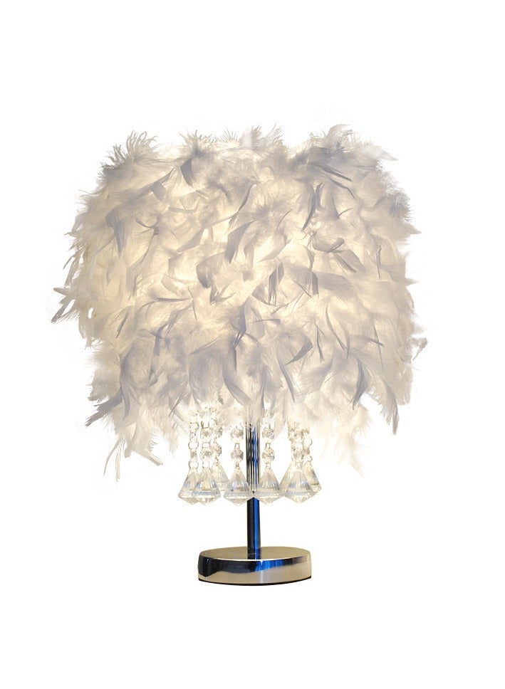 عام غرفة المعيشة قاعة المعرض غرفة نوم السرير يعتم الكريستال ريشة مصباح مكتبي كبير زر التبديل - Image 1