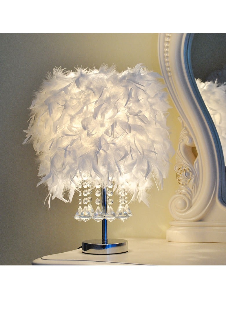 عام غرفة المعيشة قاعة المعرض غرفة نوم السرير يعتم الكريستال ريشة مصباح مكتبي كبير زر التبديل - Image 2