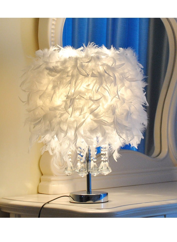 عام غرفة المعيشة قاعة المعرض غرفة نوم السرير يعتم الكريستال ريشة مصباح مكتبي كبير زر التبديل - Image 3