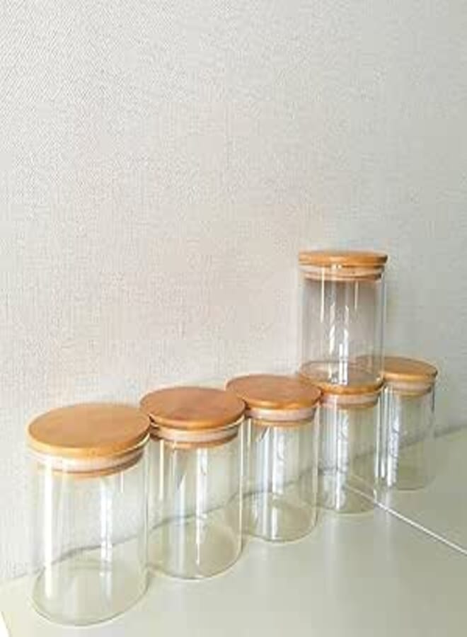 "300ml Strong Glass Spice Jar with Airtight Wood Lid"