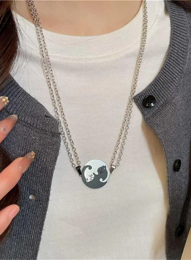 تايك تو Yin Yang Cat Pendant Necklace