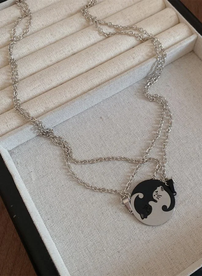 تايك تو Yin Yang Cat Pendant Necklace