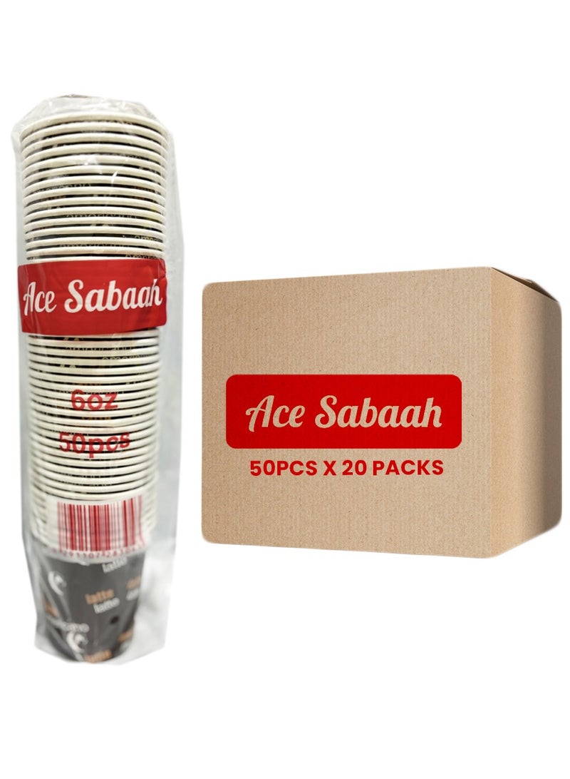 Ace Sabaah 6Oz Disposable Paper Cup 50Pcs X 20 Packs - Image 1