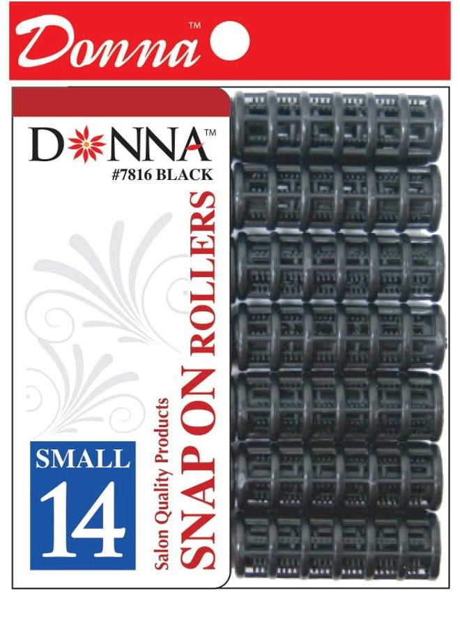 Donna Snap on Rollers Rollers Foam Hair Rollers Hair Curlers Hair Clips for Hairdressing Styling Heatless Hair Curler 1/2"(D) SMALL BLACK 14PCS - Image 1