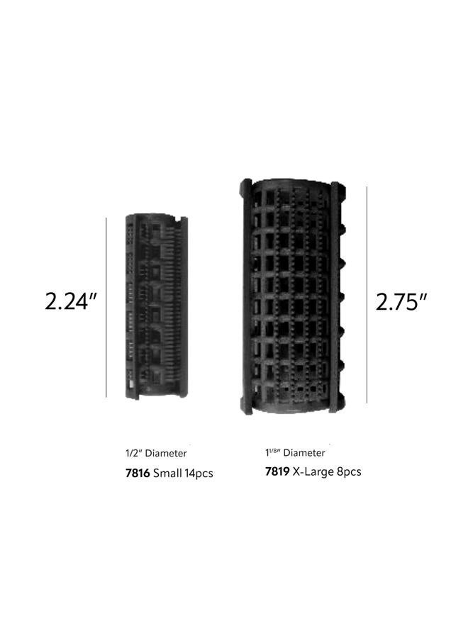 Donna Snap on Rollers Rollers Foam Hair Rollers Hair Curlers Hair Clips for Hairdressing Styling Heatless Hair Curler 1/2"(D) SMALL BLACK 14PCS - Image 2