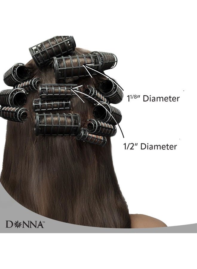 Donna Snap on Rollers Rollers Foam Hair Rollers Hair Curlers Hair Clips for Hairdressing Styling Heatless Hair Curler 1/2"(D) SMALL BLACK 14PCS - Image 3