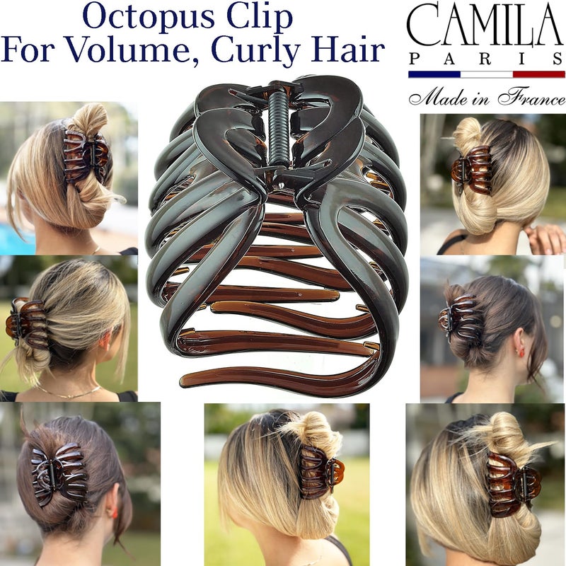 Camila Paris AD718 Octopus French Hair Clips for Women Thick Hair, Large Hair Clips for Thick Hair for Curly Wavy Long Hair, Strong No-Slip Grip Hair Claw Clip Big Hair Clips for Women. Made in France - Image 2