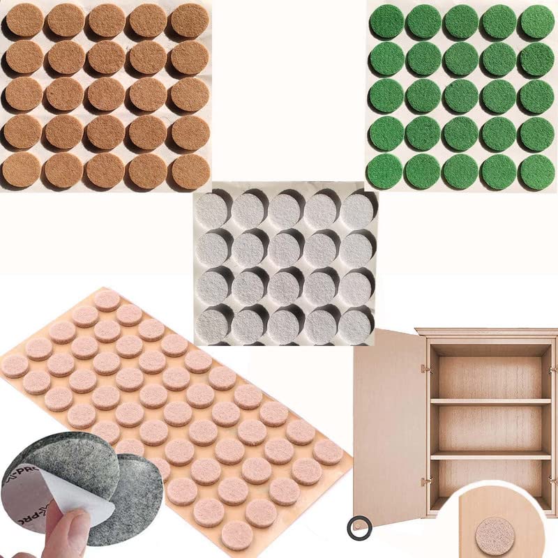 DIY Crafts 250, Wool Dark White, 25mm-Dia 1" inch Round Furniture Felt Pads Diameter Self Adhesive Protects Kitchen Cabinets, Drawers, Desks and Furniture Against Bumps and Scr(250, Wool Dark White) - Image 1