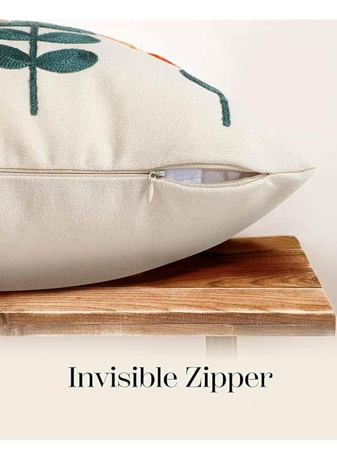 The Bros Embroidered Pillow Cover, 18x18 Outdoor Decorative Pillow Cover for Sofa, Bedroom, Soft and Comfortable Cotton Pillow Cover - Image 4