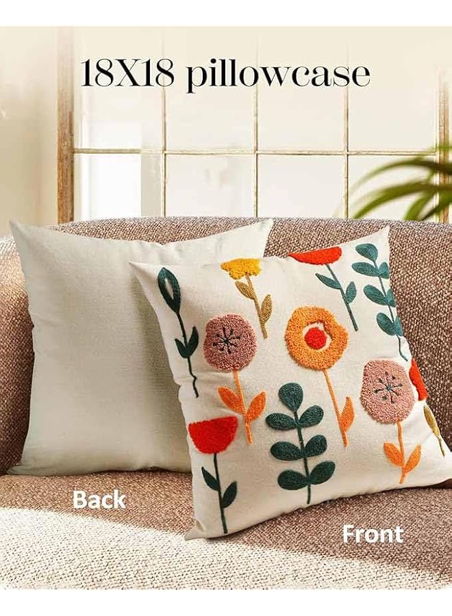The Bros Embroidered Pillow Cover, 18x18 Outdoor Decorative Pillow Cover for Sofa, Bedroom, Soft and Comfortable Cotton Pillow Cover - Image 2