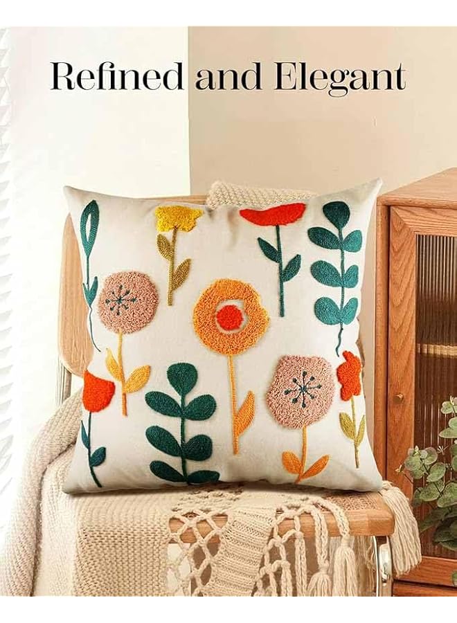 The Bros Embroidered Pillow Cover, 18x18 Outdoor Decorative Pillow Cover for Sofa, Bedroom, Soft and Comfortable Cotton Pillow Cover - Image 5