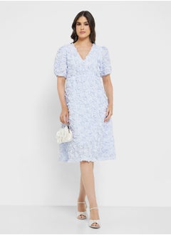 YAS V-Neck Balloon Sleeve Dress  - Image 1