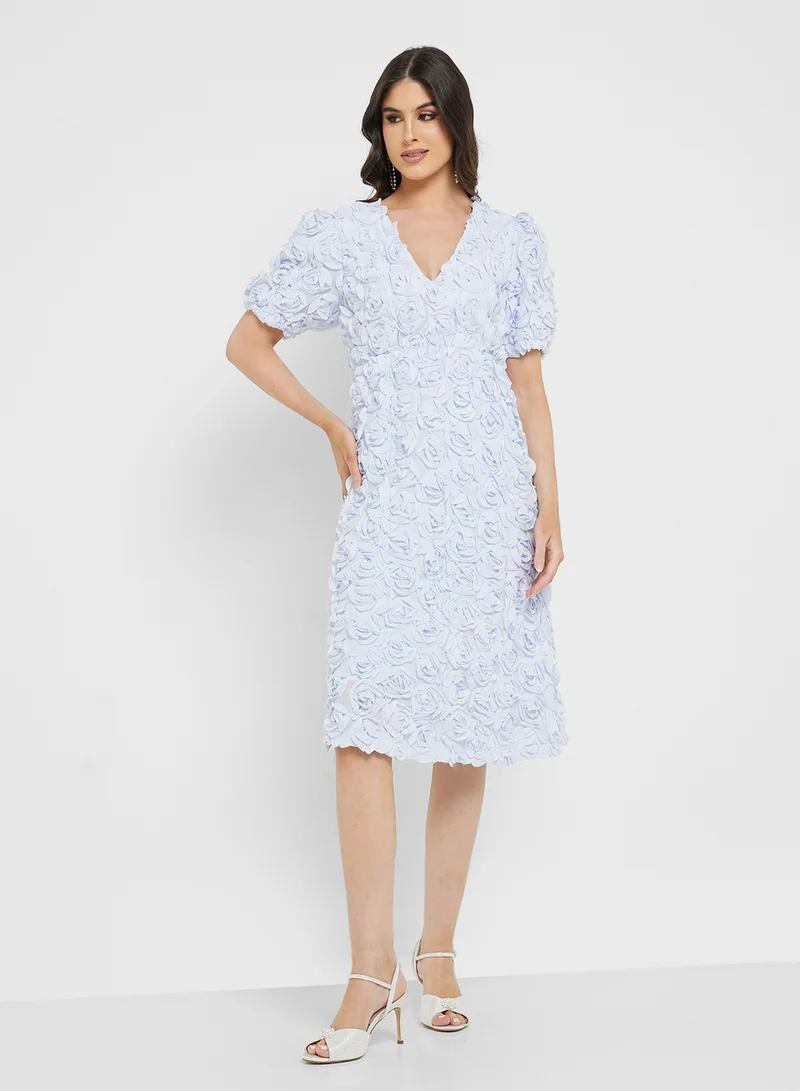 YAS Floral Textured Dress