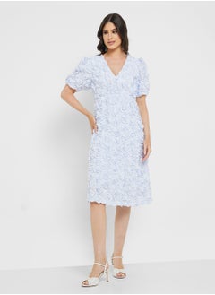 YAS V-Neck Balloon Sleeve Dress  - Image 4