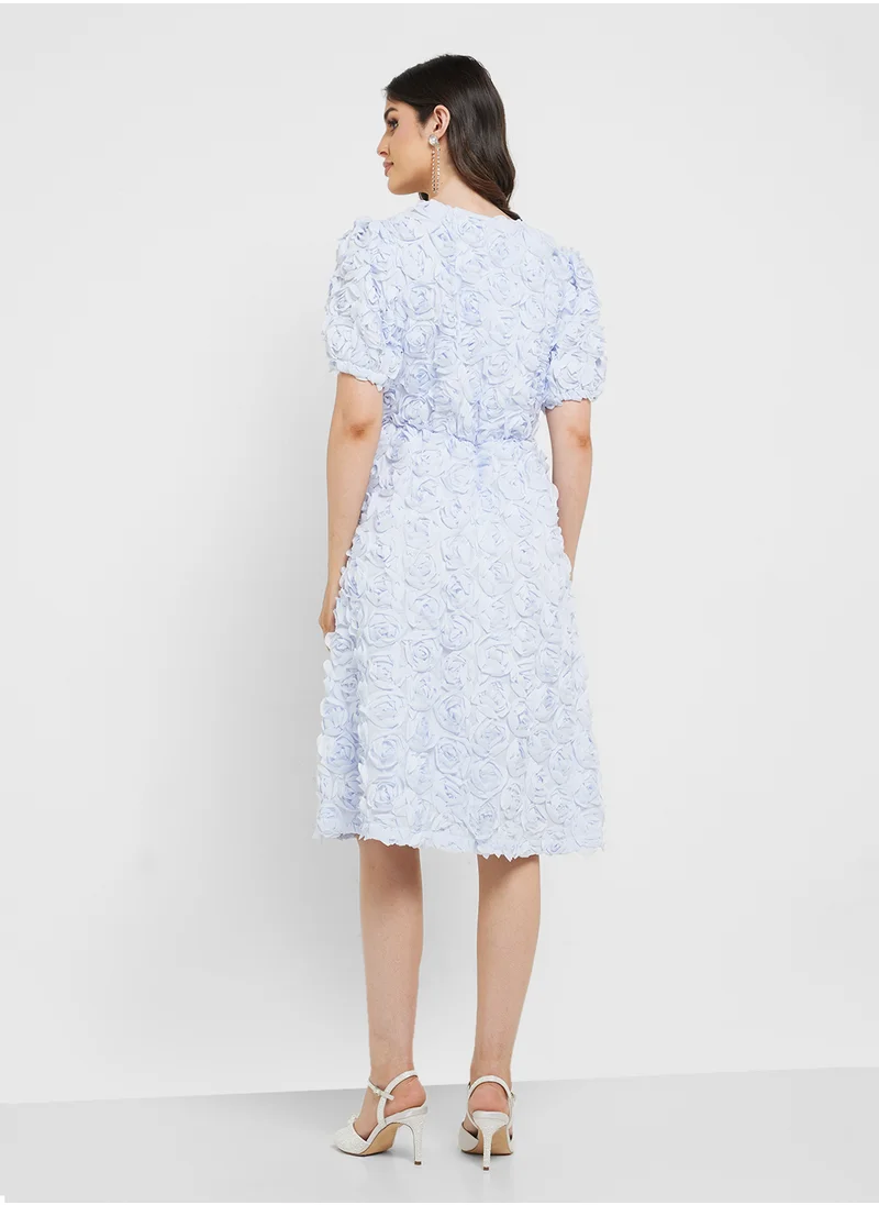 YAS V-Neck Balloon Sleeve Dress
