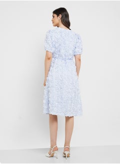 YAS V-Neck Balloon Sleeve Dress  - Image 2