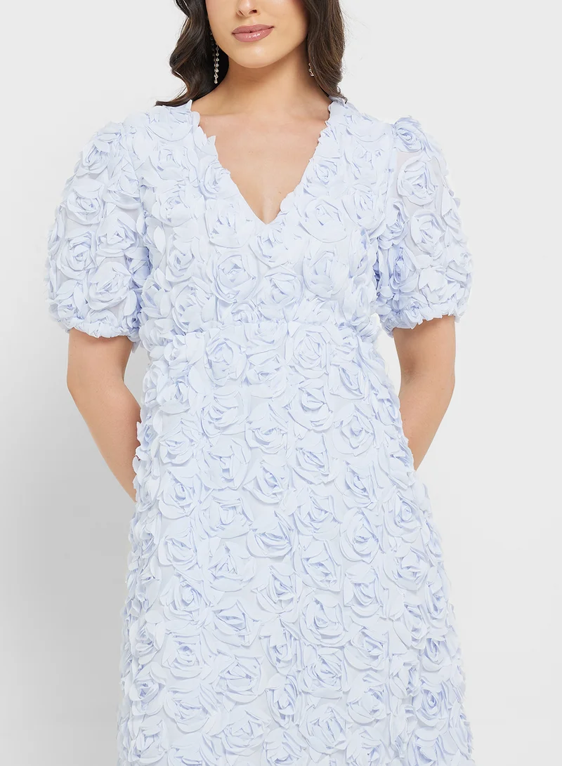 YAS Floral Textured Dress