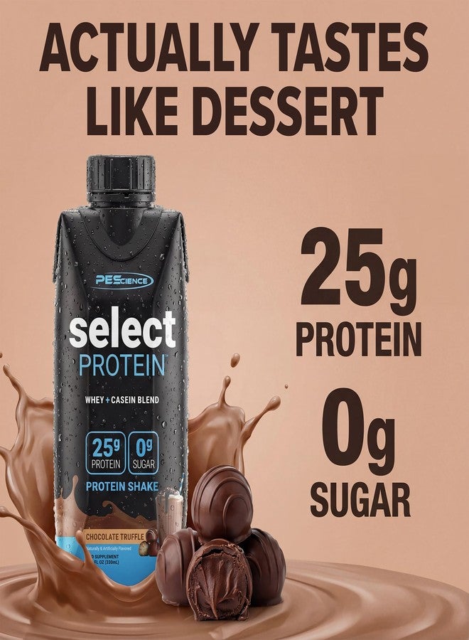 PEScience Select Protein Shake RTD, 25g Whey and Casein Blend, High Protein Drink, Gluten Free, Keto Friendly, 0g Sugar, Low Carb Ready to Drink Meal Replacement, Chocolate Truffle - Pack of 4 - Image 2