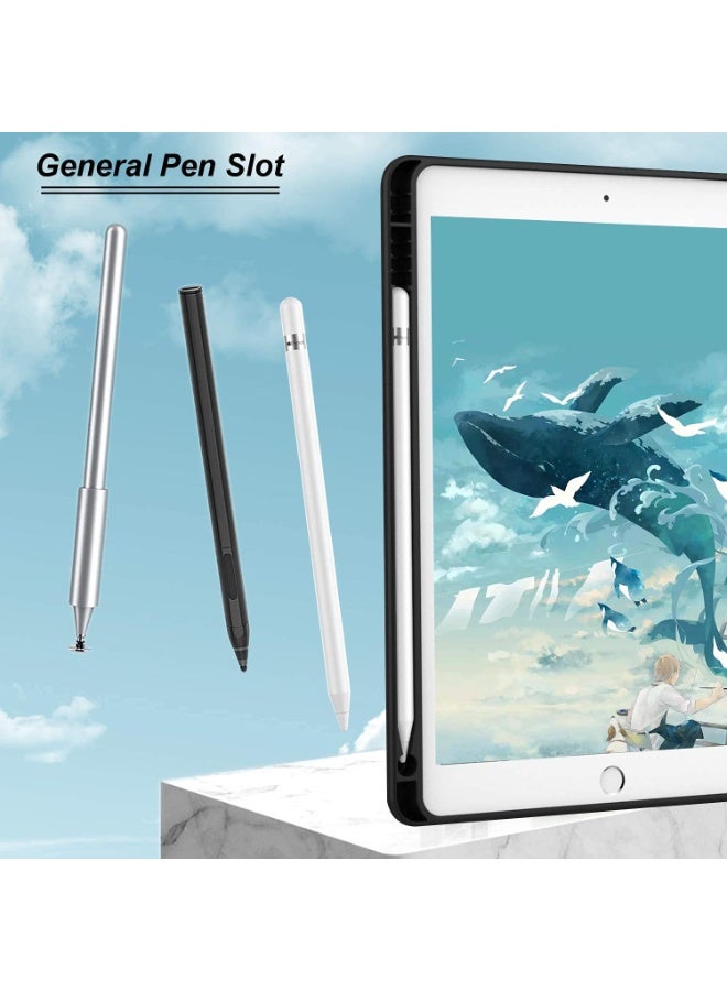 YoYoTech iPad 9 2021(9th Gen) iPad 8 2020(8th Gen) / iPad 7 2019(7th Gen)10.2 Tri-Fold Case Flip Cover with Multi Viewing Angles Stand | Pencil Holder | Heat Dissipation | TPU Back cover- Black - Image 2
