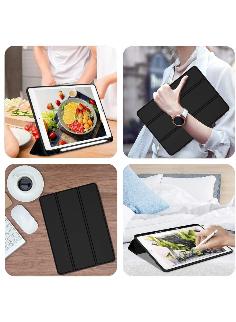 YoYoTech iPad 9 2021(9th Gen) iPad 8 2020(8th Gen) / iPad 7 2019(7th Gen)10.2 Tri-Fold Case Flip Cover with Multi Viewing Angles Stand | Pencil Holder | Heat Dissipation | TPU Back cover- Black - Image 5