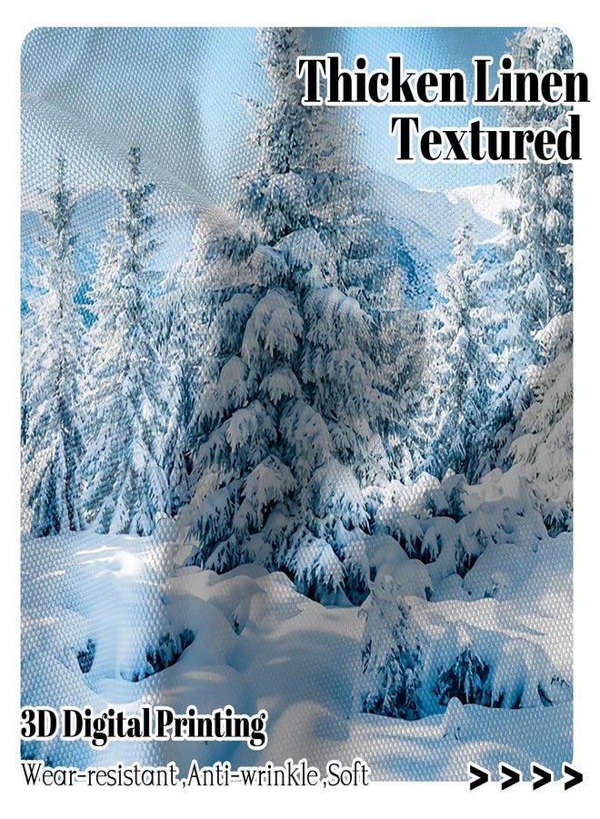 Renaiss 26 x 24 Inch Snowy Cedar Trees Kitchen Curtains Tiers Spruce Forest Woodland Winter Scenery Small Curtains for Half Window for Bathroom Laundry Room Window Curtains with Rod Pocket 2 Panels - Image 3