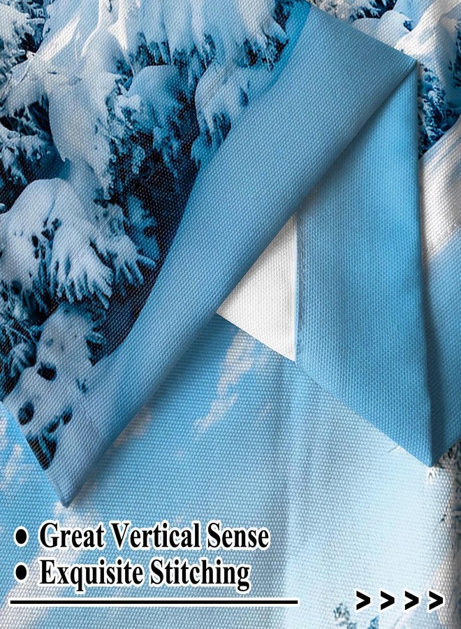 Renaiss 26 x 24 Inch Snowy Cedar Trees Kitchen Curtains Tiers Spruce Forest Woodland Winter Scenery Small Curtains for Half Window for Bathroom Laundry Room Window Curtains with Rod Pocket 2 Panels - Image 4
